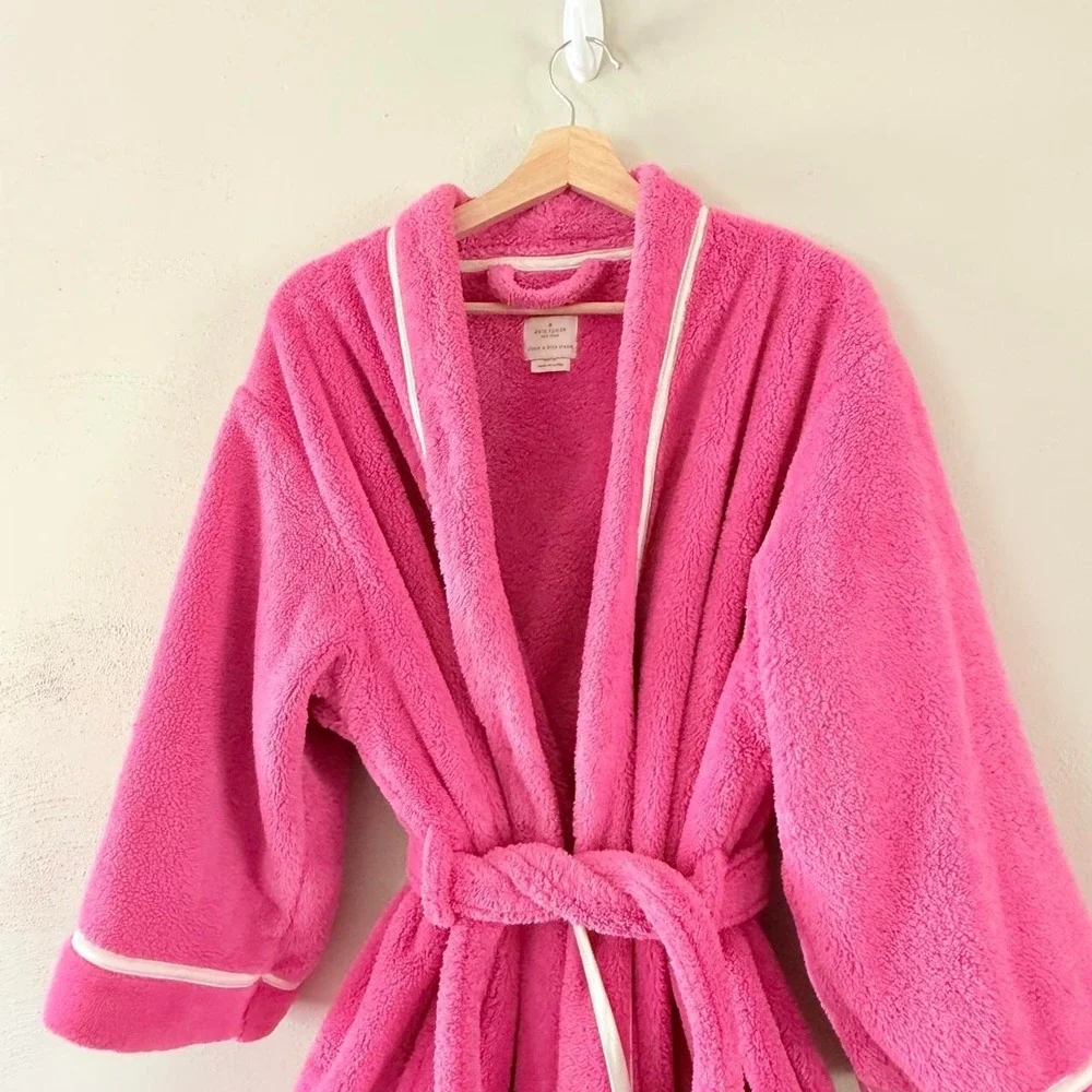 Kate Spade Women's L/XL Pink Terry Cloth Bathrobe Belted Spa Robe
